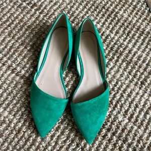 J Crew SLOAN SUEDE D'ORSAY FLATS in Festive Green